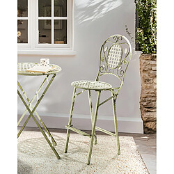 Beliani Lot de 2 chaises de bar de jardin BIVIO Pliant Métal Vert clair