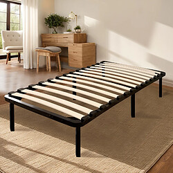 Sinlikon Cadre à lattes 90x190cm avec 6 Pieds - Sommiers à Lattes en Bois - 14 Lattes