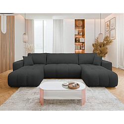 Bestmobilier Nicole - Canapé panoramique en U 7 places convertible avec coffre en tissu