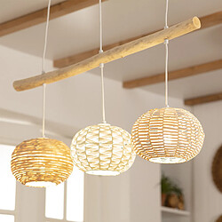 Ledkia Suspension Rotin et Bois Linfen Naturel