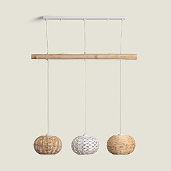 Ledkia Suspension Rotin et Bois Linfen Naturel