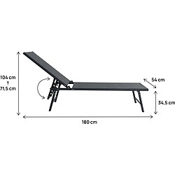 Avis Habitat Et Jardin Lot de 2 bains de soleil en métal [ ]Sublima[ ] - 180 x 54 x 104 cm - Anthracite