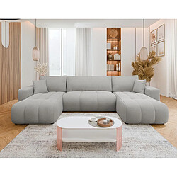 Bestmobilier Nicole - Canapé panoramique en U 7 places convertible avec coffre en tissu