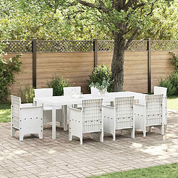 vidaXL Table de jardin pour repas Blanc 250 x 100 x 73 cm polyrotin