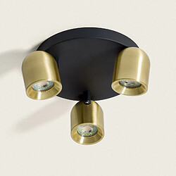 Ledkia Plafonnier Rond Orientable Aluminium 3 Spots Caleb Noir