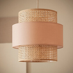 Ledkia Suspension Rotin et Tissu Amaia Rose Poudré