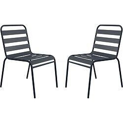 Habitat Et Jardin Lot de 2 chaises de jardin en métal empilables Bilbao - Gris