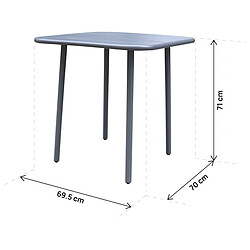 Avis Habitat Et Jardin Table de jardin en métal Bilbao - 70 x 70 x 71 cm - Gris
