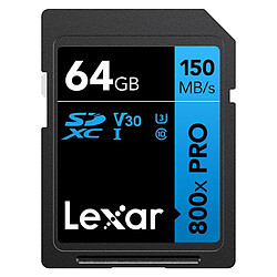 LEXAR Carte SDXC 800x PRO Blue Series 64Go UHS-1 V30 - Read 150