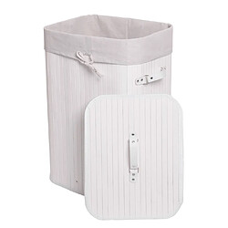 Mendler Panier à linge rond bambou - Blanc pas cher