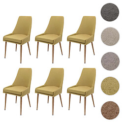 Mendler Lot de 6 chaises de salle à manger HWC-O27, chaise de cuisine rembourrée Chaise, tissu/textile (280g/m²) métal ~ vert