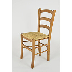 T M C S Tommychairs - Set 6 Chaises VENICE Structure en hêtre peindré en chêne et assise en paille