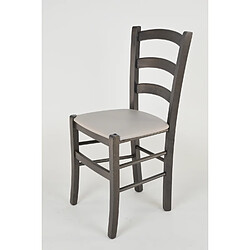 T M C S Tommychairs - Set 6 Chaises VENICE Structure en hêtre peindré en aniline gris foncé et assise en faux cuir gris clair