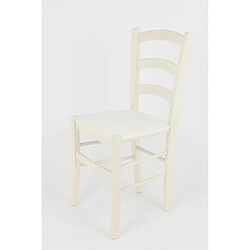 T M C S Tommychairs - Set 6 Chaises VENICE Structure en hêtre peindré en aniline blanche et assise en tissu ivoire