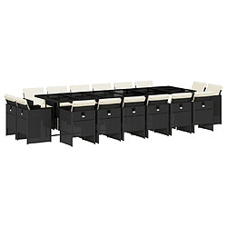vidaXL Ensemble à manger de jardin 17 pcs coussins noir résine tressée