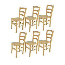 T M C S Tommychairs - Set 6 Chaises VENICE Structure et assise en hêtre peindré naturel