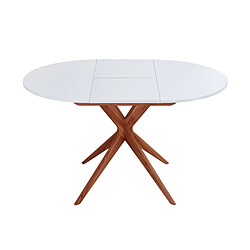 Ragaba, Jubi, table ronde, 90 x 90 x 75, Blanc, chêne, extensible, pour 4 personnes,