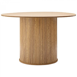 LORIKEET LIVING Table à manger ronde 110 cm 4 personnes callix UK0788 MDF lattes chêne