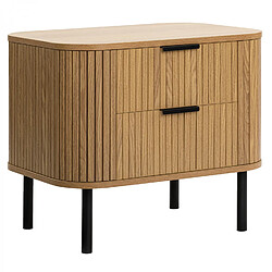 LORIKEET LIVING Table de chevet 2 tiroirs UB2014 callix MDF lattes chêne L.57 cm