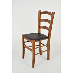 T M C S Tommychairs - Set 2 Chaises VENICE Structure en hêtre peindré en noyer clair et assise en faux cuir moka