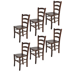 T M C S Tommychairs - Set 6 Chaises VENICE Structure et assise en hêtre peindré en noyer