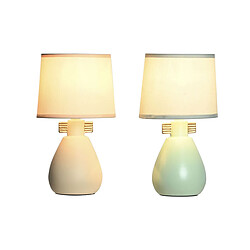 Lampe de bureau DKD Home Decor Tissu Polyester Vert Crème Grès 220 V 40 W (2 Unités) (16 x 16 x 27 cm)