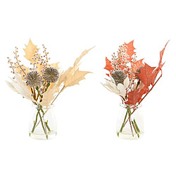 Plante décorative DKD Home Decor Verre Doré Marron Polyéthylène Blanc (6 x 6 x 27 cm) (2 Unités)