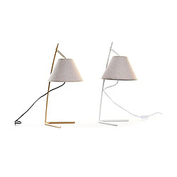 Lampe de bureau DKD Home Decor Doré Métal Lin Blanc 50 W Moderne (25 x 31 x 57 cm) (2 Unités)