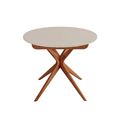 Ragaba Table à manger ronde extensible - Brun beige