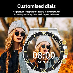 Montre connectée intelligente AW12 avec Bluetooth pour hommes - Cadran rotatif - noir/doré