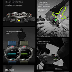 Montre connectée GPS pour sport outdoor - Boussole - Altimètre Baromètre - Noir