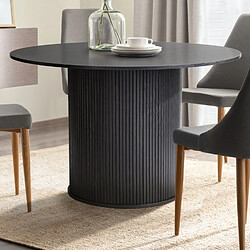 LORIKEET LIVING Table à manger ronde 110 cm 4 personnes callix UK0787 MDF lattes noires