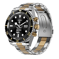 Montre connectée intelligente AW12 avec Bluetooth pour hommes - Cadran rotatif - noir/doré