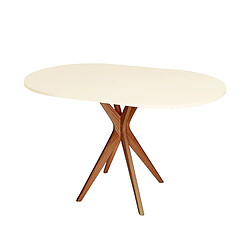 Ragaba Table de cuisine ovale - Blanc craie
