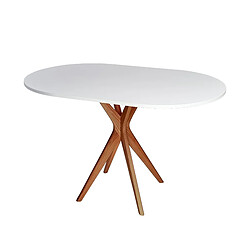 Ragaba, Jubi, table ovale, 75 x 100 x 73, Blanc, Chêne, pour 4 personnes