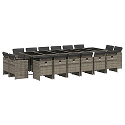 vidaXL Ensemble à manger de jardin 17 pcs et coussins résine tressée