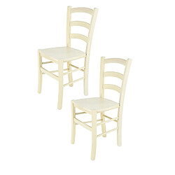 T M C S Tommychairs - Set 2 Chaises VENICE Structure et assise en hêtre peindré en aniline blanche