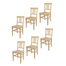T M C S Tommychairs - Set 6 chaises ARTEMISIA en bois de hêtre poli, non traité, 100% naturel