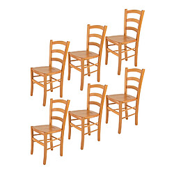 T M C S Tommychairs - Set 6 Chaises VENICE Structure et assise en hêtre peindré en miel