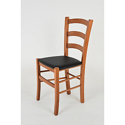 T M C S Tommychairs - Set 2 Chaises VENICE Structure en hêtre peindré en cerisier et assise en faux cuir noir