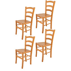 T M C S Tommychairs - Set 4 Chaises VENICE Structure et assise en hêtre peindré en miel
