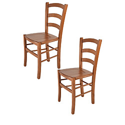 T M C S Tommychairs - Set 2 Chaises VENICE Structure et assise en hêtre peindré en cerisier