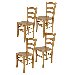 T M C S Tommychairs - Set 4 Chaises VENICE Structure et assise en hêtre peindré en chêne