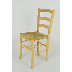 T M C S Tommychairs - Set 6 Chaises VENICE Structure en hêtre peindré naturel et assise en paille