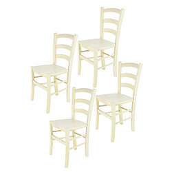 T M C S Tommychairs - Set 4 Chaises VENICE Structure et assise en hêtre peindré en aniline blanche