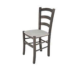 T M C S Tommychairs - Chaise VENICE Structure en hêtre peindré en aniline gris foncé et assise en tissu gris perle