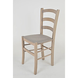T M C S Tommychairs - Set 4 Chaises VENICE Structure en hêtre peindré en aniline gris clair et assise en tissu chamois