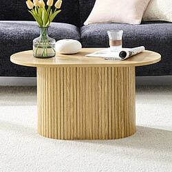 LORIKEET LIVING Table basse ovale 80 cm callix UH11253 MDF lattes chêne