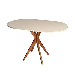 Ragaba table de cuisine ovale - Brun beige