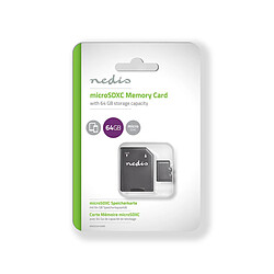 Nedis Carte Mémoire microSDXC 64 Go Class 10 UHS-I avec Adaptateur Noir